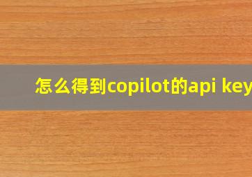 怎么得到copilot的api key